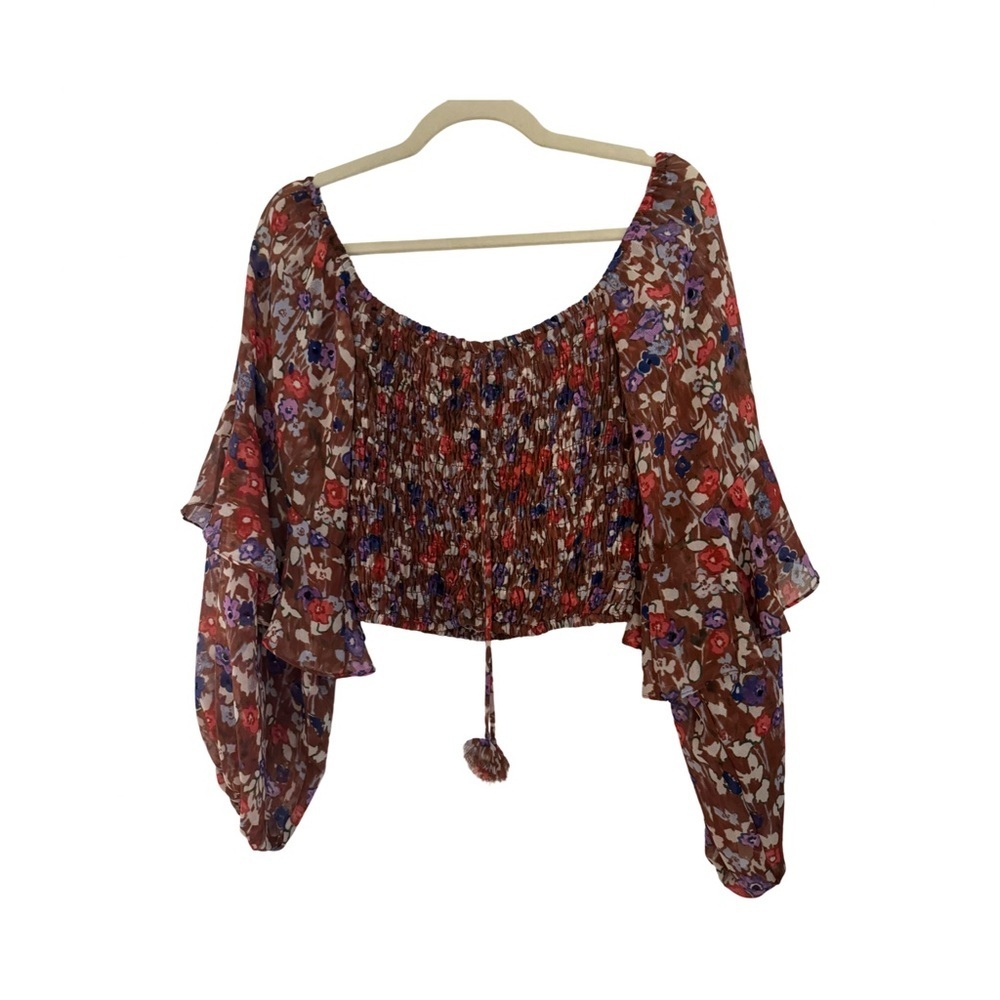 MISA Los Angeles Isla Top in Brown Floral Print Size Small - Picture 3 of 4